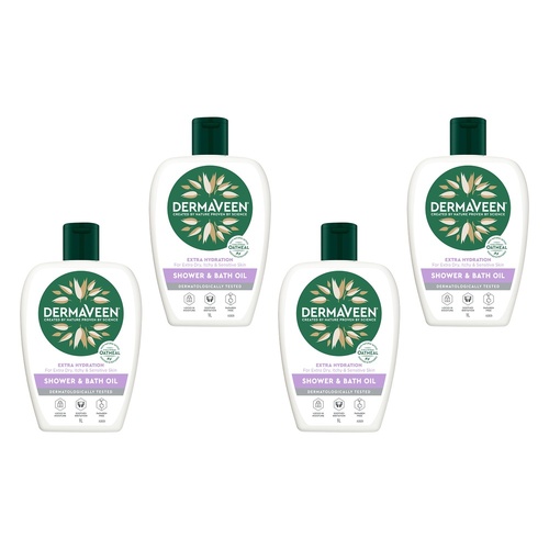 DermaVeen Extra Hydration Shower & Bath Oil for Dry, Itchy & Pack of 4