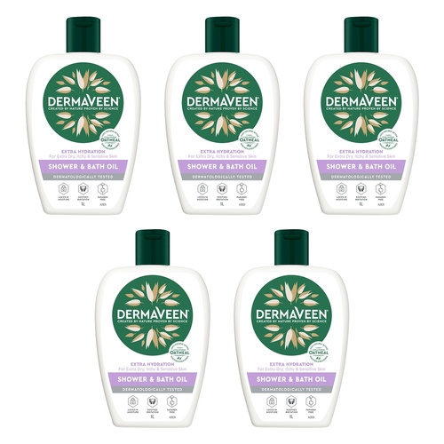 DermaVeen Extra Hydration Shower & Bath Oil for Dry, Itchy & Pack of 5