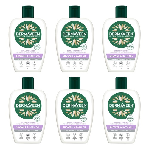 DermaVeen Extra Hydration Shower & Bath Oil for Dry, Itchy & Pack of 6