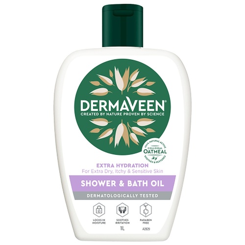 DermaVeen Extra Hydration Shower & Bath Oil for Dry, Itchy & Sensitive Skin 1L