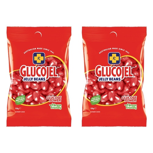 Glucojels Jelly Beans Raspberry Flavour 150g x 36 Bundle of 2