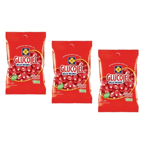 Glucojels Jelly Beans Raspberry Flavour 150g x 36 Bundle of 3
