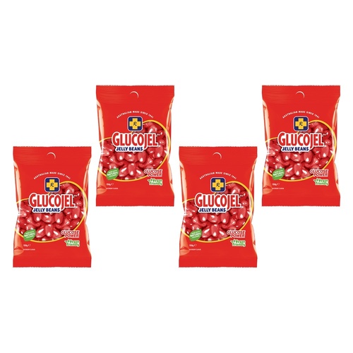 Glucojels Jelly Beans Raspberry Flavour 150g x 36 Bundle of 4