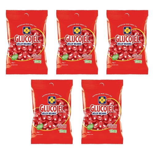 Glucojels Jelly Beans Raspberry Flavour 150g x 36 Bundle of 5