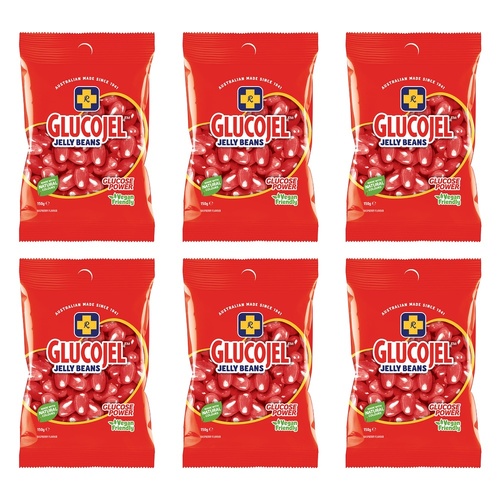 Glucojels Jelly Beans Raspberry Flavour 150g x 36 Bundle of 6