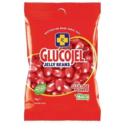 Glucojels Jelly Beans Raspberry Flavour 150g x 36