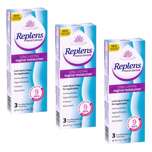 Replens Long-Lasting Vaginal Moisturiser 3 Pack Bundle of 3