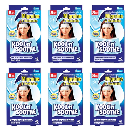 Kool 'n' Soothe Migraine & Headache Sheets 6 Pack x 6 Bundle of 6