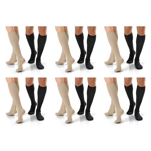 JOBST Travel Compression Sock 15-20mmHg Knee High Beige Size 1 Pack of 6