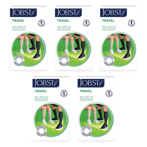 JOBST Travel Compression Sock 15-20mmHg Knee High Black Size 1 Pack of 5