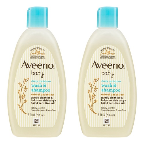 Aveeno Baby Daily Moisture Wash & Shampoo Lightly Scented Sensitive Pack of 2