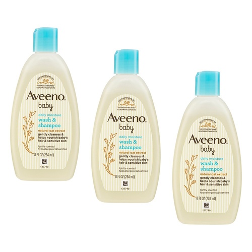 Aveeno Baby Daily Moisture Wash & Shampoo Lightly Scented Sensitive Pack of 3
