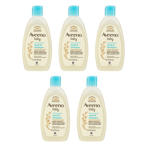 Aveeno Baby Daily Moisture Wash & Shampoo Lightly Scented Sensitive Pack of 5