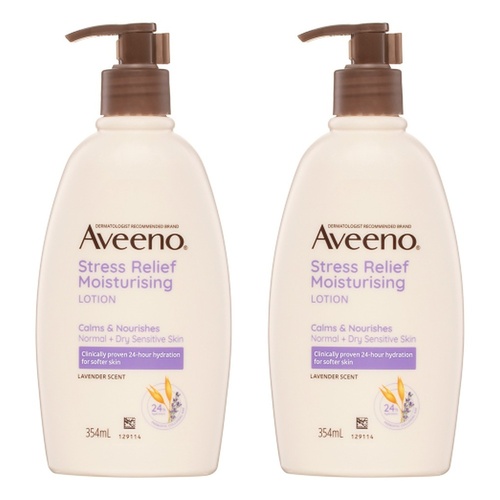 Aveeno Stress Relief Lavender Scented Moisturising Body Lotion 354mL Pack of 2