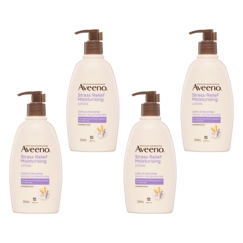 Aveeno Stress Relief Lavender Scented Moisturising Body Lotion 354mL Pack of 4
