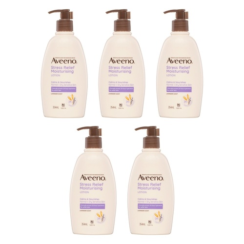 Aveeno Stress Relief Lavender Scented Moisturising Body Lotion 354mL Pack of 5