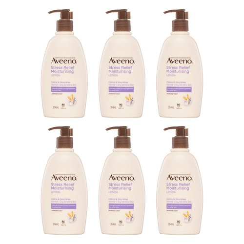 Aveeno Stress Relief Lavender Scented Moisturising Body Lotion 354mL Pack of 6