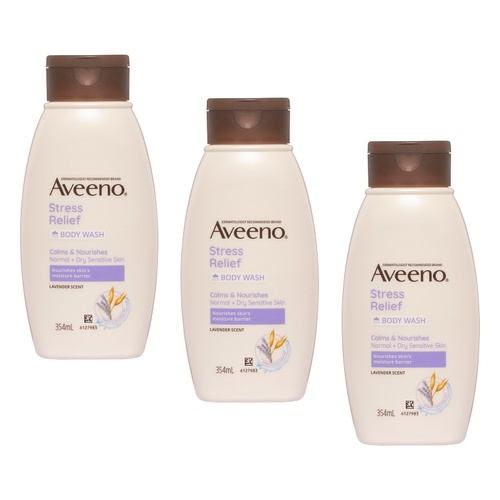 Aveeno Stress Relief Lavender Scented Body Wash 354mL Pack of 3