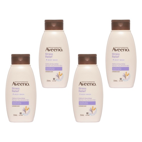 Aveeno Stress Relief Lavender Scented Body Wash 354mL Pack of 4