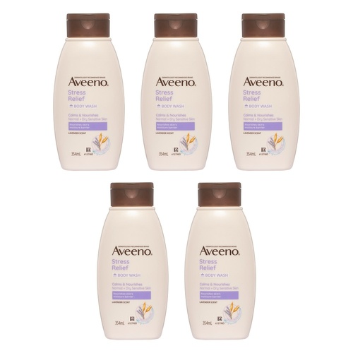 Aveeno Stress Relief Lavender Scented Body Wash 354mL Pack of 5
