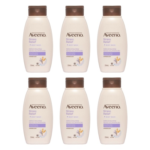 Aveeno Stress Relief Lavender Scented Body Wash 354mL Pack of 6