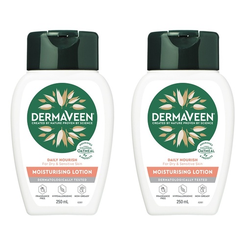 DermaVeen Daily Nourish Moisturising Lotion 250mL Pack of 2