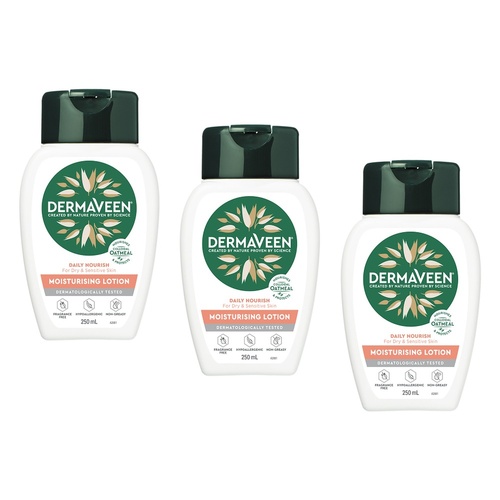 DermaVeen Daily Nourish Moisturising Lotion 250mL Pack of 3