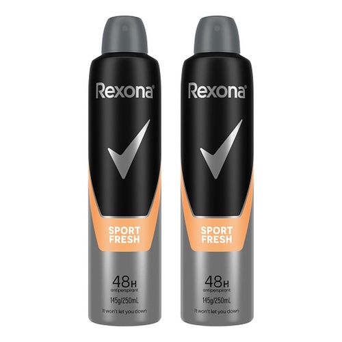 Rexona Men Antiperspirant Aerosol Deodorant Sport Fresh, 250mL Pack of 2