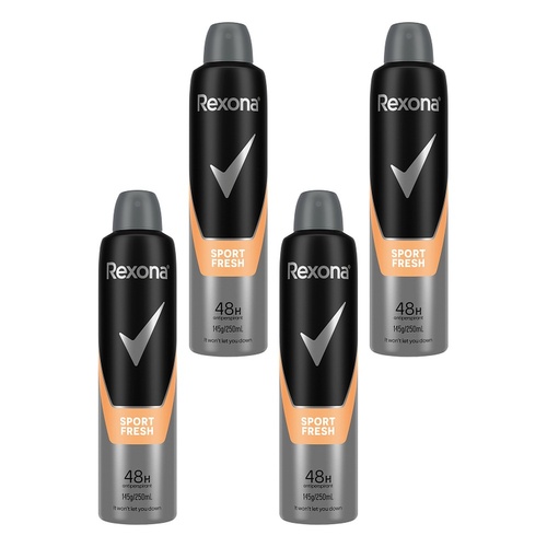 Rexona Men Antiperspirant Aerosol Deodorant Sport Fresh, 250mL Pack of 4