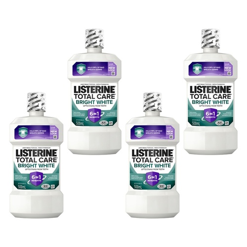 Listerine Bright White Mouthwash 500mL Pack of 4