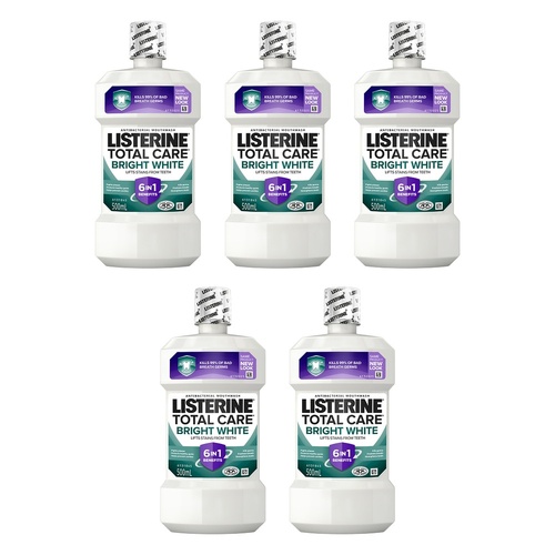 Listerine Bright White Mouthwash 500mL Pack of 5
