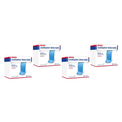 Leuko Leukoplast Detectable Blue First Aid Dressing 28mm x 72mm 50 Bundle of 4