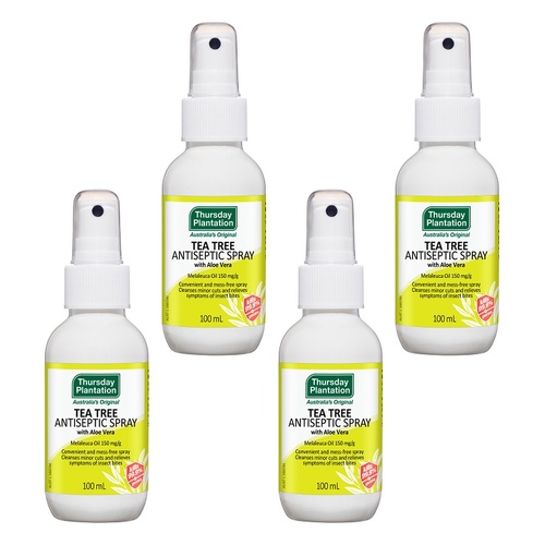 Thursday Plantation Tea Tree Antiseptic Spray with Aloe Vera 100mL Pack of 4