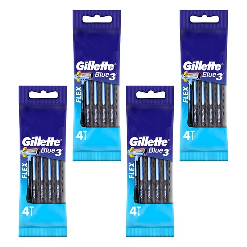 Gillette Blue3 Disposable Shaving Razor 4 Pack x 6 Bundle of 4