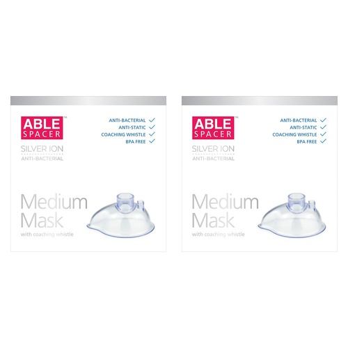 Able Spacer Medium Mask with Coaching Whistle Pack of 2