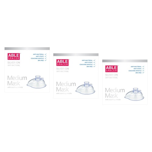 Able Spacer Medium Mask with Coaching Whistle Pack of 3