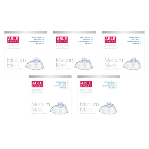 Able Spacer Medium Mask with Coaching Whistle Pack of 5