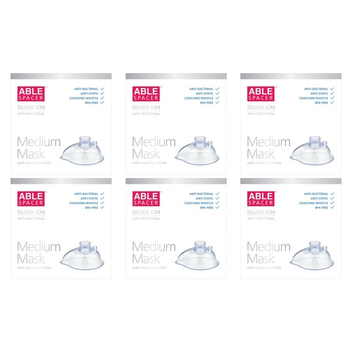 Able Spacer Medium Mask with Coaching Whistle Pack of 6