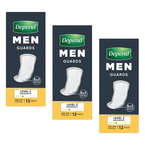 Depend Guards For Men 12 Pack x 6 Bundle of 3