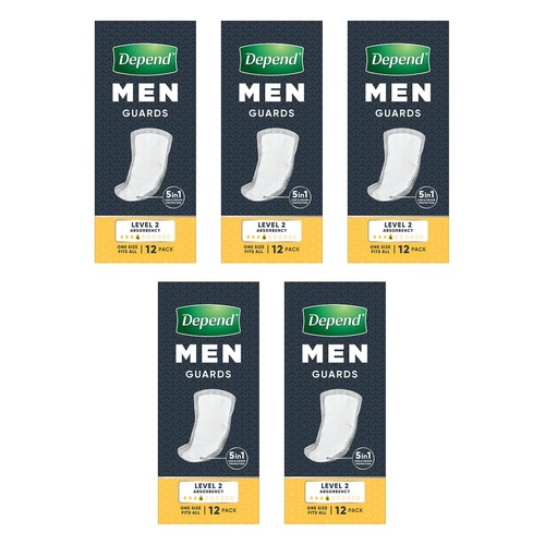 Depend Guards For Men 12 Pack x 6 Bundle of 5