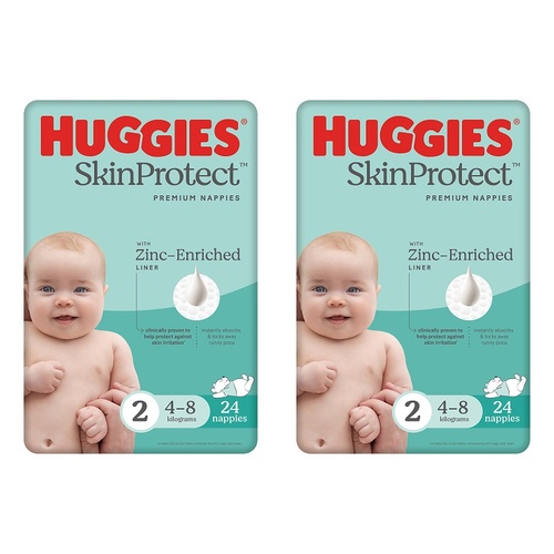 Huggies Skin Protect Nappies Size 2, 24 Nappies x 4 Bundle of 2