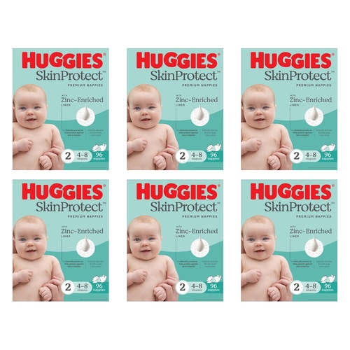 Huggies Infant Nappies Size 2 (4-8kg) 96 Pack Bundle of 6