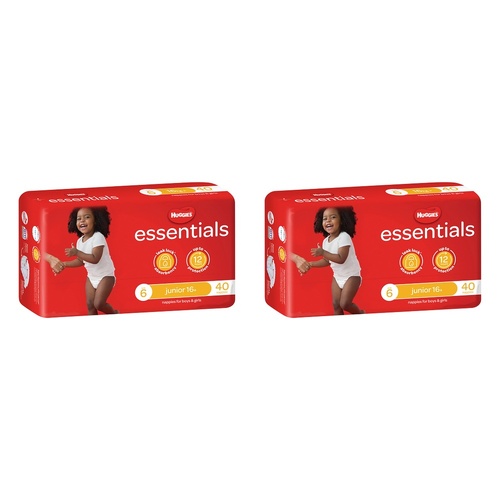 Huggies Essentials Nappies Size 6, 40 Pack x 4 Bundle of 2