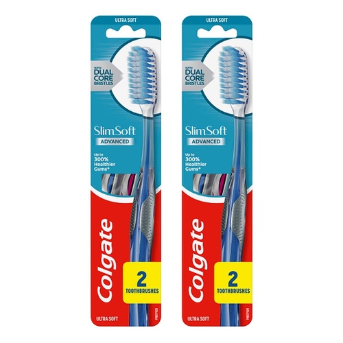 Colgate Slim Soft Advanced Ultra Soft Toothbrush 2 Pack Bundle of 2