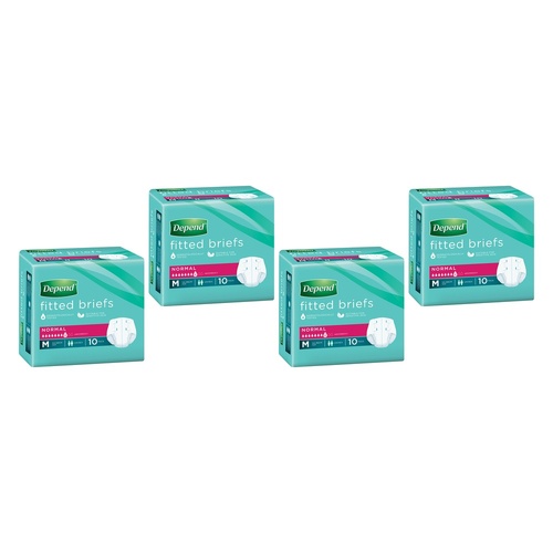 Depend Fitted Briefs Medium 10 Pack x 4 Bundle of 4