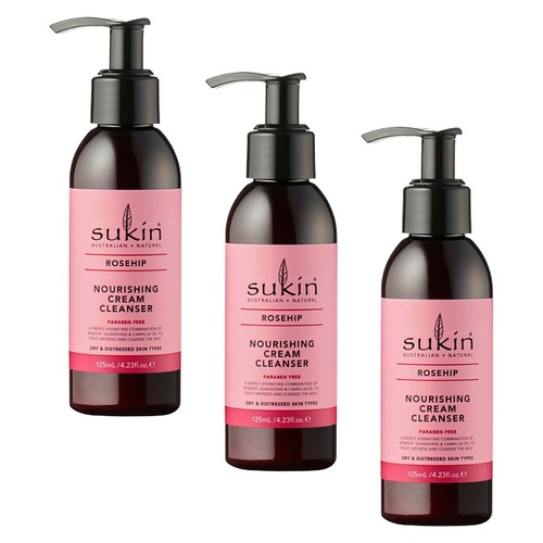 Sukin Rosehip Nourishing Cream Cleanser 125mL Pack of 3