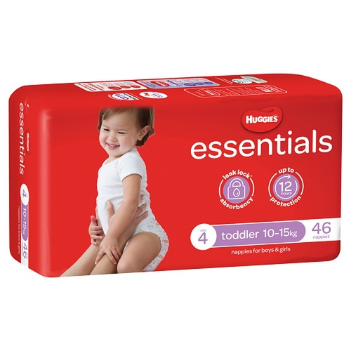 Huggies Essentials Nappies Size 4 (up to 15kg) 46 Pack