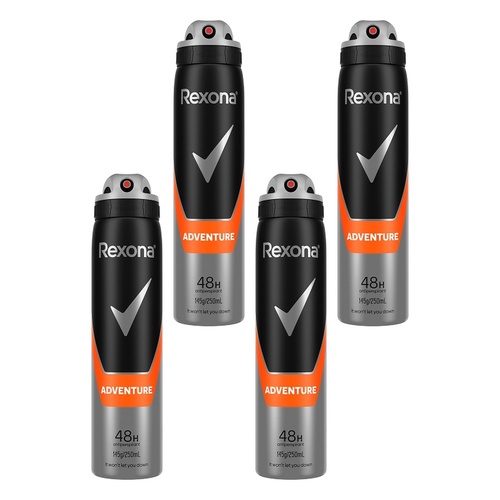 Rexona Adventure Antiperspirant, 48H, 250mL Pack of 4