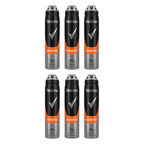 Rexona Adventure Antiperspirant, 48H, 250mL Pack of 6