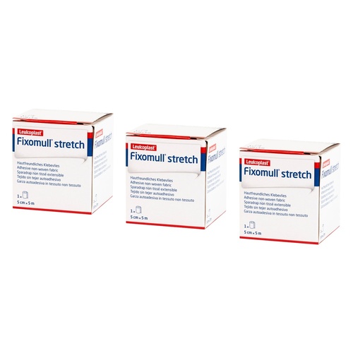 Fixomull Stretch Elastic Adhesive Tape 5cm x 5m Pack of 3